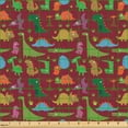 thumbnail image 2 of Ambesonne Dino Fabric by the Yard Upholstery, Monsters Colorful Doodle, 1 Yard, Ruby and Multicolor, 2 of 5