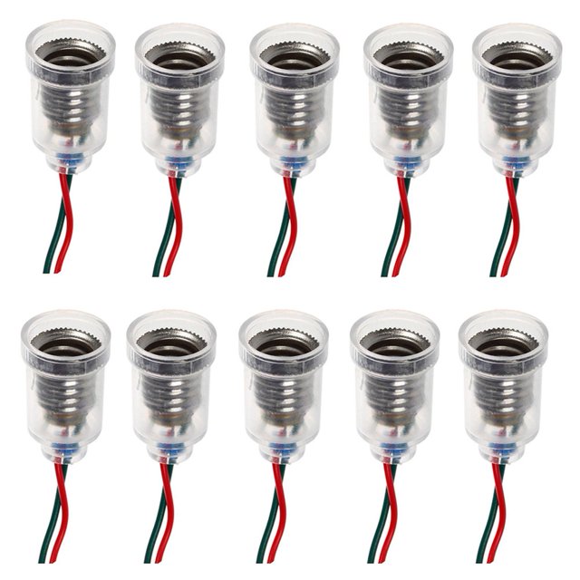 GutReise 10 Pack LED Screw-Mount E10 Small Bulbs Holder with Wire Socket for Home Experiment Circuit Electrical Test Accessories