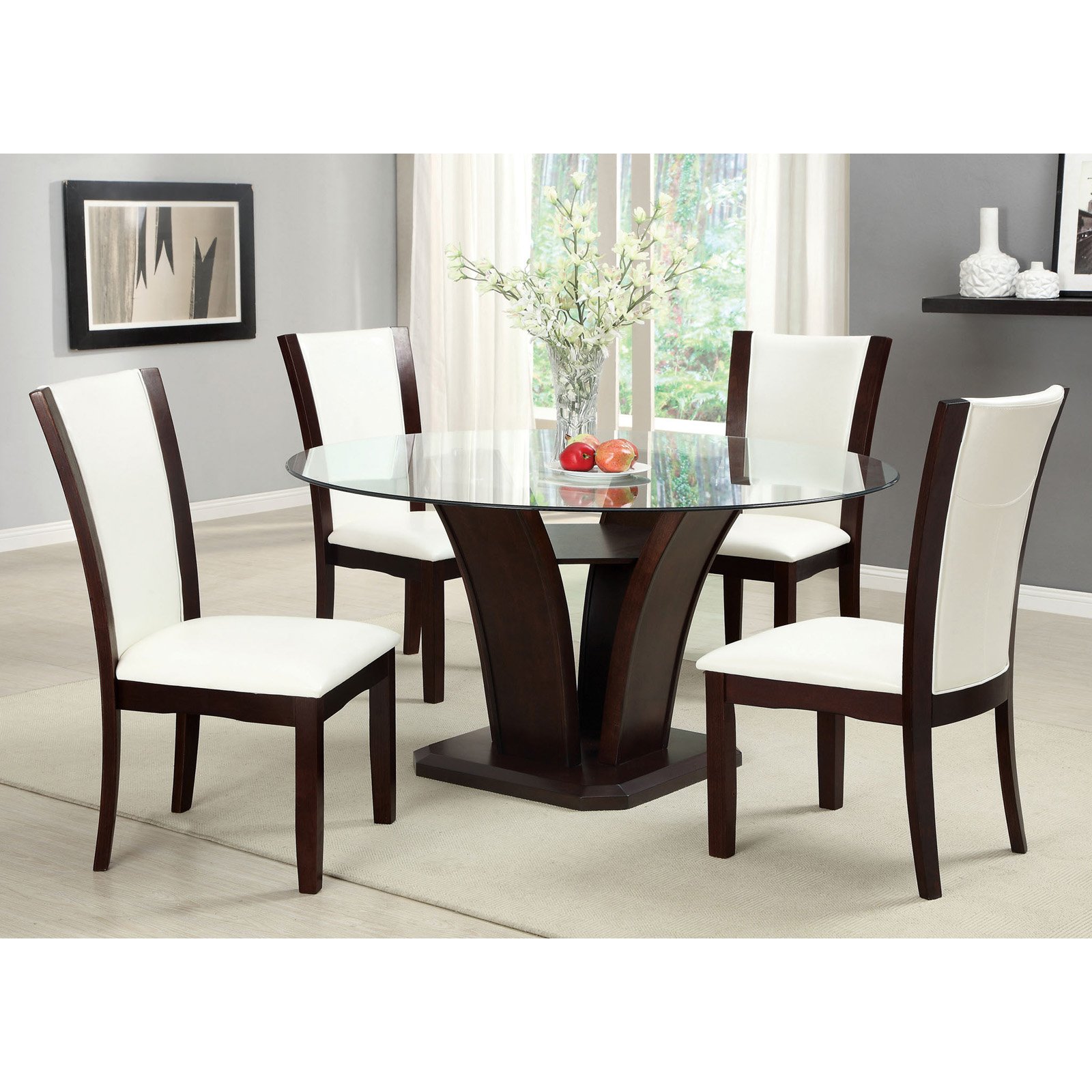 Furniture Of America Lavelle 5 Piece Gl Top Dining Set Dark Cherry Furniture Of America Lavelle 5 Piece Gl Top Dining Set Dark Cherry