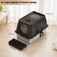 thumbnail image 4 of Ourlova Stainless Steel Litter Box with Lid Extra Large High Sided Cat Litter Trays Enclosed Litter Box with Cat Litter Mat And Scoop Easy Clean Detachable, 4 of 7