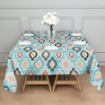 thumbnail image 3 of Blue Geometric Flower Diamond Pattern Square Tablecloth,Waterproof Square Table Cover,Wipeable Spillproof Washable Table Cover for Home Kitchen Party Decor 52"x52"(132x132cm), 3 of 6
