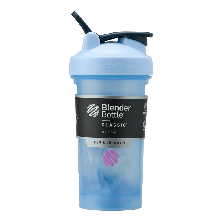 BlenderBottle Classic 28 oz Clear and Blue Shaker Cup with Wide Mouth and  Flip-Top Lid 