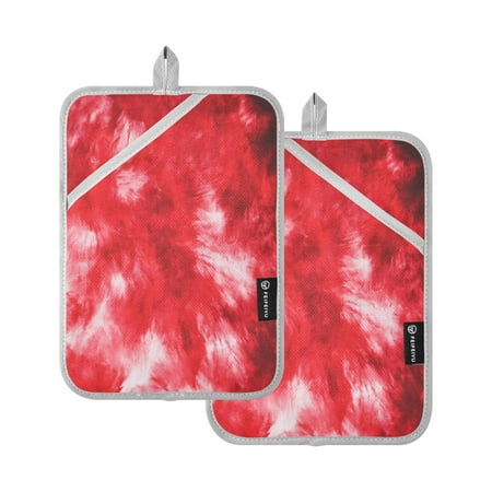 

Pot Holders Set of 2 Heat Resistant Potholders for Kitchen Easy Grip Oven Mitts for Microwave Oven Baking Kitchen BBQ Vibrant Red Tie-dye