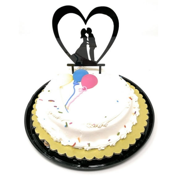 Mr and Mrs Cake Topper Acrylic Love Wedding Cake Topper Love Heart Bride and Groom Cake Topper (Black)