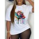 thumbnail image 1 of Rose Print Crew Neck T-shirt, Casual Short Sleeve Tee For Spring & Summer, Women's Clothing, 1 of 6