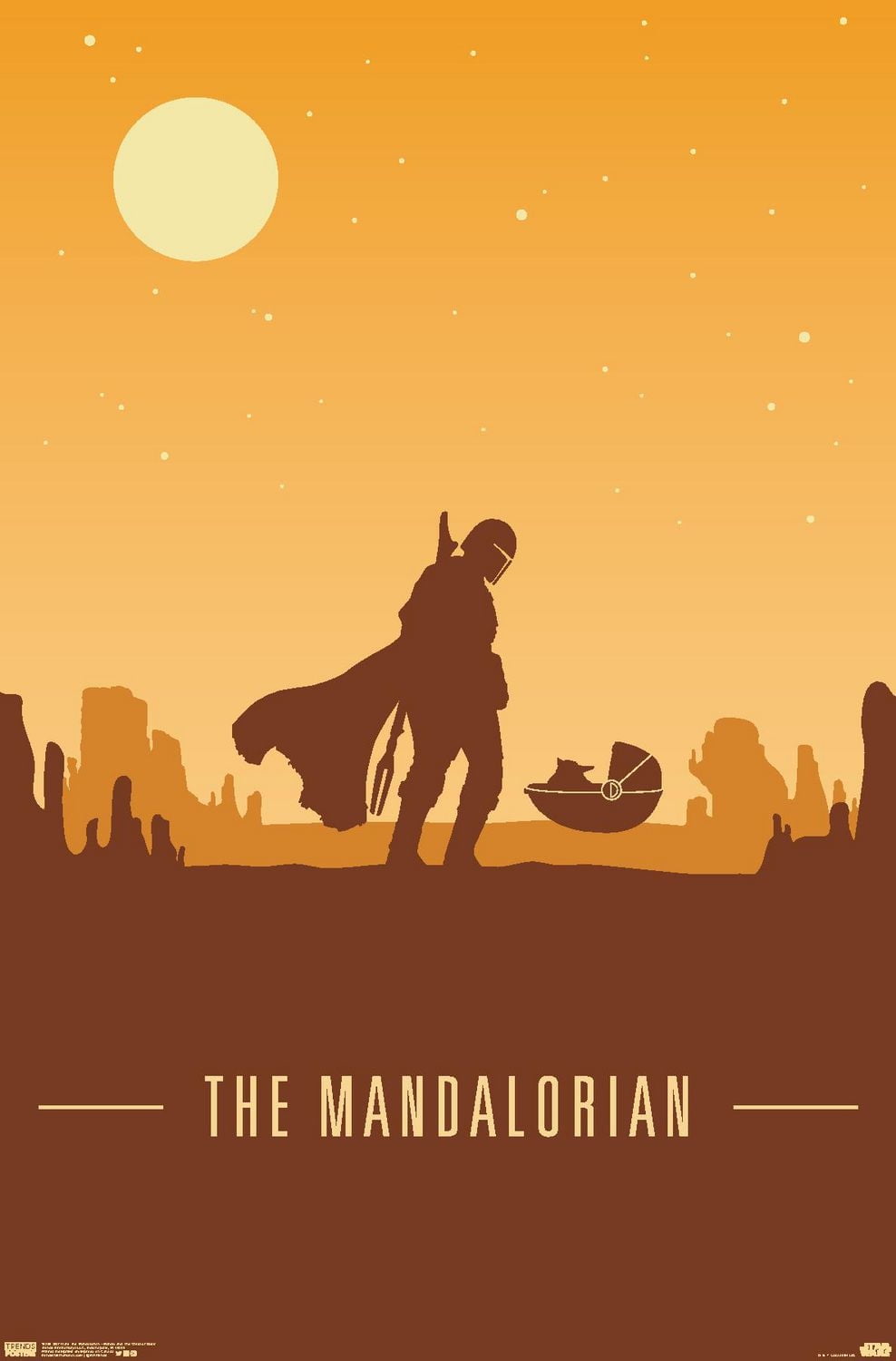 Star Wars: The Mandalorian - Mando and The Child at Dusk Wall Poster, 22.375" x 34"