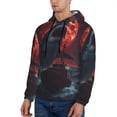 thumbnail image 3 of Naloa Red Moon Shark Sailboat Men's Casual Hooded Collar Drawstring Hoodies Pullover Sweatshirts Casual Long Sleeve Shirts-3X-Large, 3 of 7