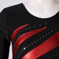 thumbnail image 5 of YONGHS Kids Girls Shiny Rhinestone Long Sleeve Gymnastic Leotard Ballet Dance Athletic Bodysuit Top Red 14, 5 of 7