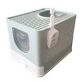 thumbnail image 3 of Hooded Cat Litter Box Fully Enclosed Cat Toilet with Door Durable Reusable Easy Blue, 3 of 9