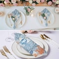 thumbnail image 3 of Blue Coastal Jellyfish Cloth Napkins, Nautical Marine Life Botanical Leaf Washable and Reusable Dinner Napkins Set of 6, Table Napkin for Kitchen Party Birthday Wedding Hotel Housewarming 20"x20", 3 of 9