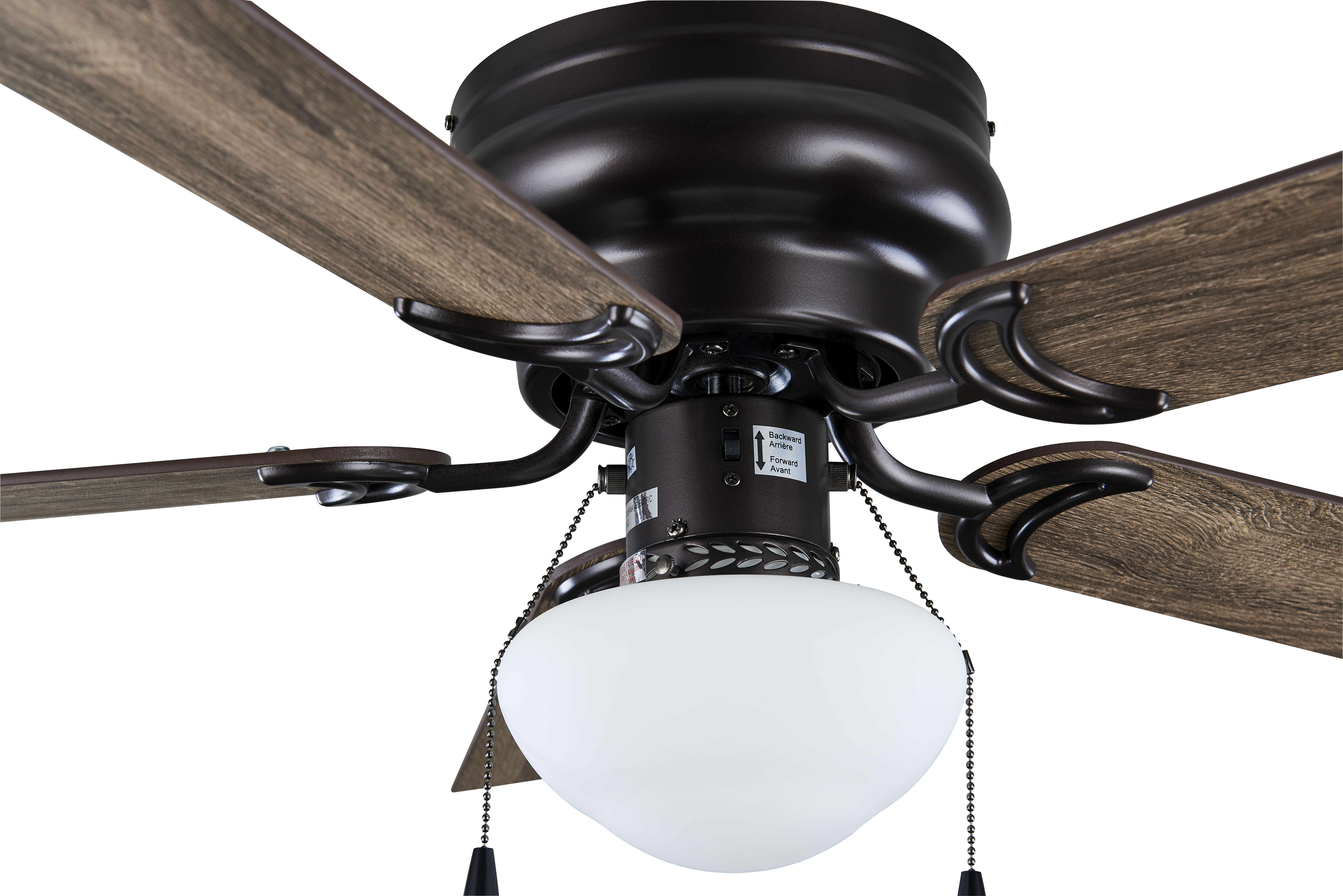 Mainstays 44" Hugger Indoor Ceiling Fan with Single Light, Bronze, 5 Blades, LED Bulb, Reverse Airflow - image 5 of 8