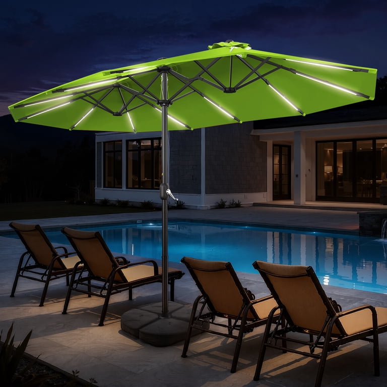 deals on patio umbrellas Double-Sided Patio Umbrella with LED Lights