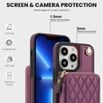 thumbnail image 5 of Compatible with iPhone 13 Pro 6.1 inch Wallet Phone Case Tempered Glass Screen Protector Wrist Crossbody Strap Stand Credit Card Holder RFID Slot Cell Cover for iPhone13Pro 5G Women Girls Dark Purple, 5 of 9