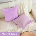 thumbnail image 3 of Set of 2 Purple Single-Sided Faux Fur Decorative Throw Pillow Covers Fluffy Striped Pillowcase Cushion Covers 14 x 14 Inch Living Room Sofa Couch Bedroom Decor, 3 of 8
