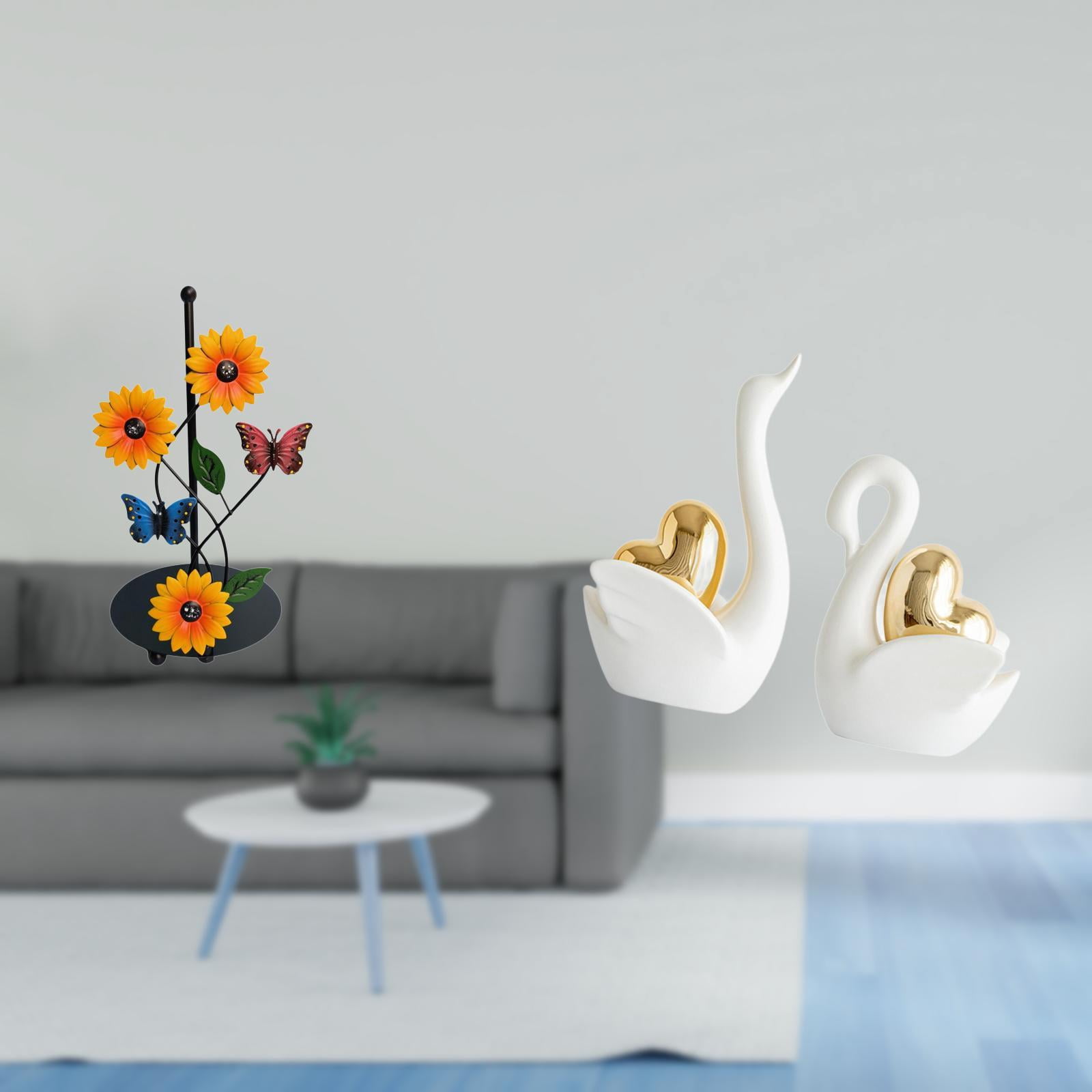 Fiocias Elegant Swan Paper Towel Holder And Figurine Set Non Slip Vertical Tissue Rack with Artistic Tabletop Ornament for Home Decor And Bookshelf
