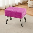 thumbnail image 6 of Home Soft Things Textured Velvet Ottoman Stool Chair, Upholstered Footrest with Black Metal Legs, Raspberry Rose, 19" x 13" x 17", 6 of 6