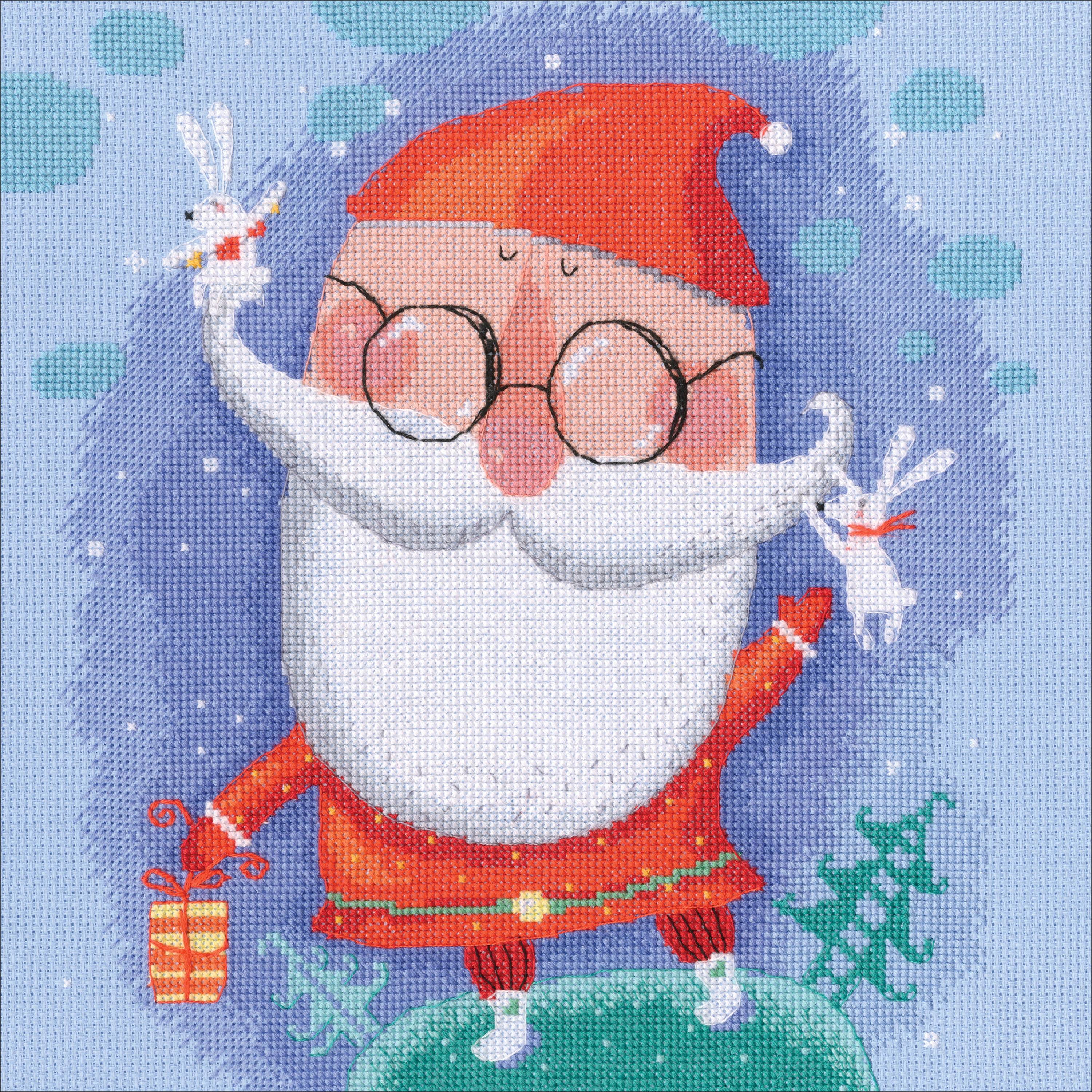 Cheerful Santa Counted Cross Stitch Kit-10"X10" 14 Count - Walmart.com