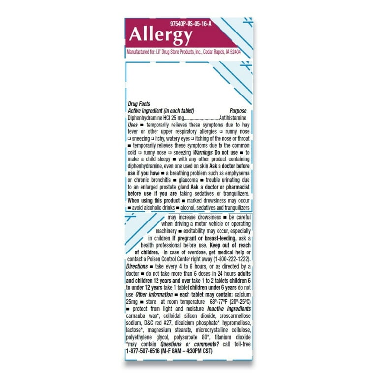 Allergy Relief Tablets, Refill Pack, Two Tablets/Packet, 50 Packets/Box Allergy Relief Tablets, Refill Pack, Two Tablets/Packet, 50 Packets/Box