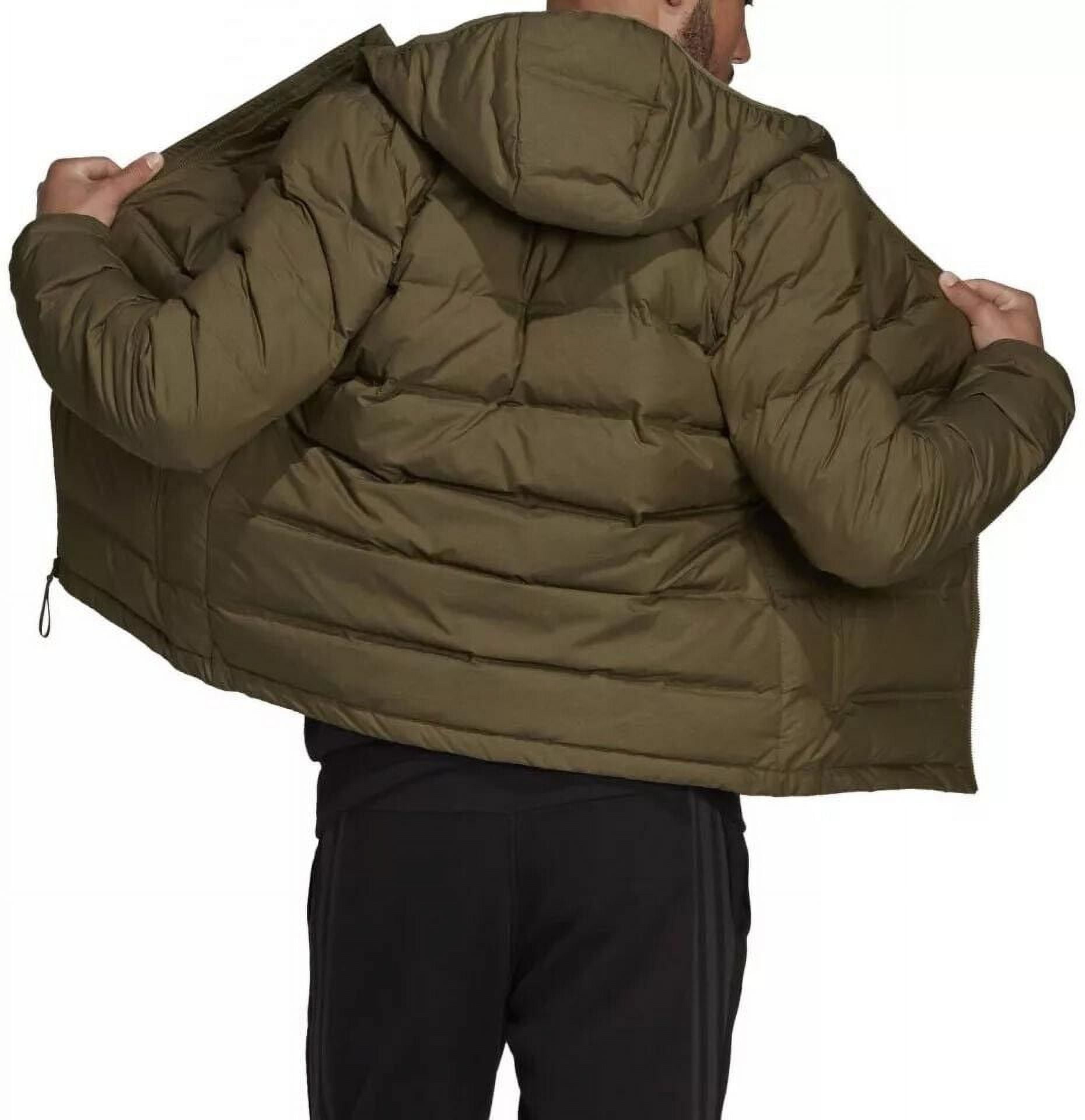 Men s Adidas Helionic Mel Hooded Down jacket GQ7137 Focus Olive