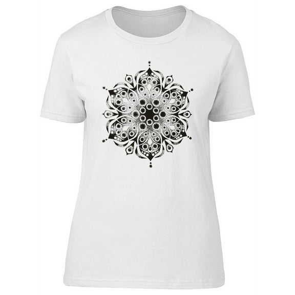 Flower Mandala In Black Style T-Shirt Women -Image by Shutterstock, Female Medium
