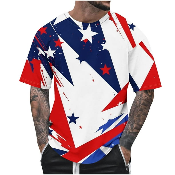 Blusas y camisas de manga corta con cuello en V, moda de verano, camiseta informal de cuello redondo estampada para hombre, top de algodón de imitación para hombre