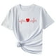 thumbnail image 4 of Camisetas de cuello redondo para mujer Camisetas con estampado de corazón Camisetas de manga corta Blusa Tops Fridja  gope1477, 4 of 8
