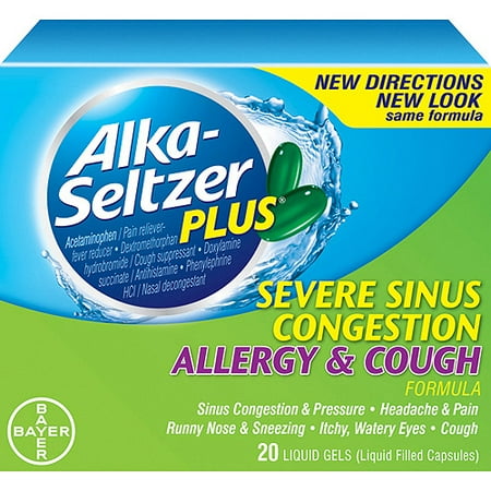 Alka-Seltzer Plus Severe Sinus Congestion/Allergy/Cough Liquid Gels, 20ct