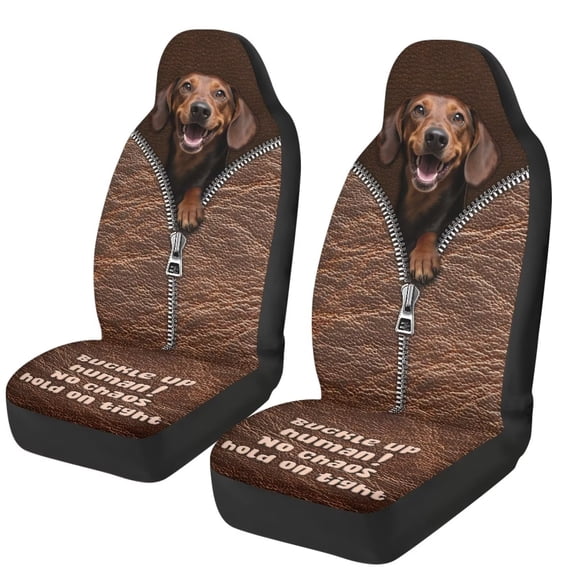 HUISEFOR Cute Dachshund Car Seat Covers Set of 2, Elastic Soft Front Car Seat Covers for Women Non Slip Cars Accessories Comfortable Universal Fit for SUV Truck Sedan