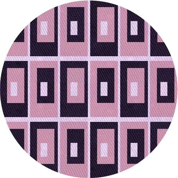 Ahgly Company Indoor Round Patterned Plum Purple Area Rugs, 3' Round