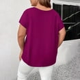 thumbnail image 4 of CIENVNSTG Short Sleeve V Neck Top Women's 2026 Spring Summer Fashion with Lattice Cutout on Sleeves and Hem Dressy Loose Fit Casual Tunic Blouse for Daily Trendy Outfits Hot Pink 5XL, 4 of 4