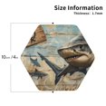 thumbnail image 2 of Pofeuu Wood Grain Shark Print Coasters for Drinks, 4Pack PU Leather Coasters, Bar Drink Coasters for Tabletop Protection, Furniture from Damage-Hexagon, 2 of 6