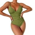 thumbnail image 1 of PEASKJP One Piece Swimsuit for Women with Rash Guard Swimwear Ruffle Bathing Suit, Green M, 1 of 5