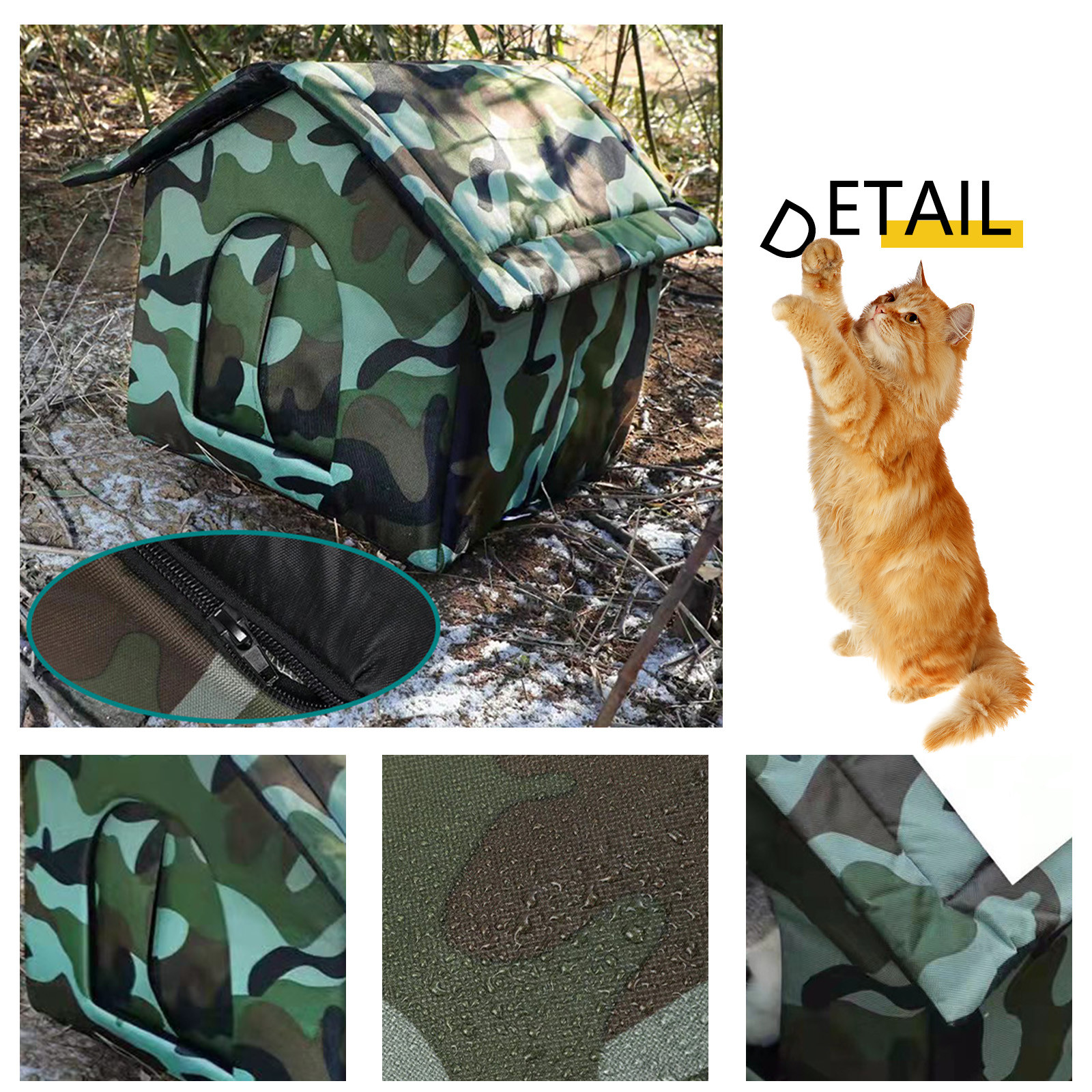 YATLTE Cat Houses for Outdoor Cats, with Waterproof Canvas Roof, Thickened Cold-Proof Nest Kitty Shelter, Cat Dog Tent Cabin for Small Pet Indoor Outdo, Stray Cats Shelter
