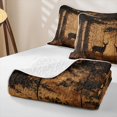thumbnail image 4 of Castle Fairy Rustic Wood Plank Deer Twin Quilt Set for Boys,Fall Jungle Animal Twin Coverlet Set,Sepia Brown Black, 4 of 7