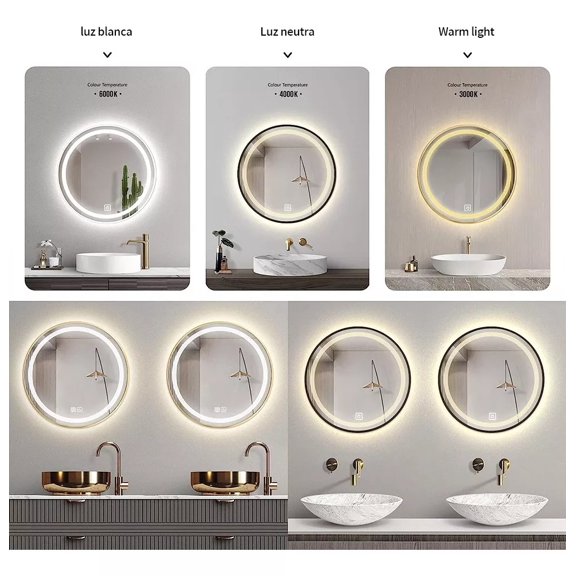 Espejo Led 60 Cm Redondo Circulo Touch Envia Espejos