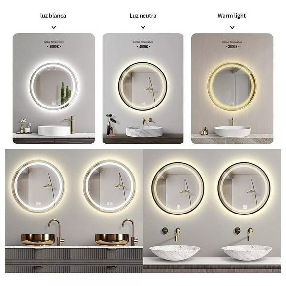Espejo Led 60 Cm Redondo Circulo Touch Envia Espejos