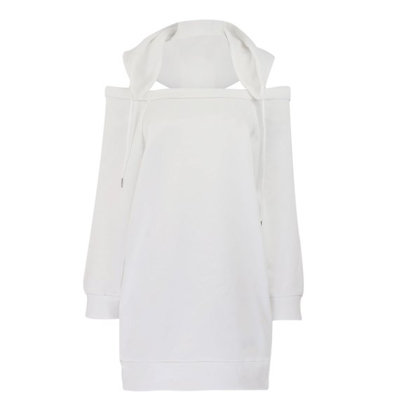 Wiyuqeen Dressy Off Shoulder Sweatshirts Women Elegant Tunic Sweatshirts Casaul Loose Long Hoodies with Long Sleeve Drawstring Solid Fall Pullover Pockets