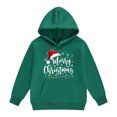 thumbnail image 3 of Fiaer Kids Toddler Christmas Hoodies Drop Shoulder Santa's Hat Sweatshirt Vintage Comfy Fall Winter Hooded 2025 02-Green 140, 3 of 5