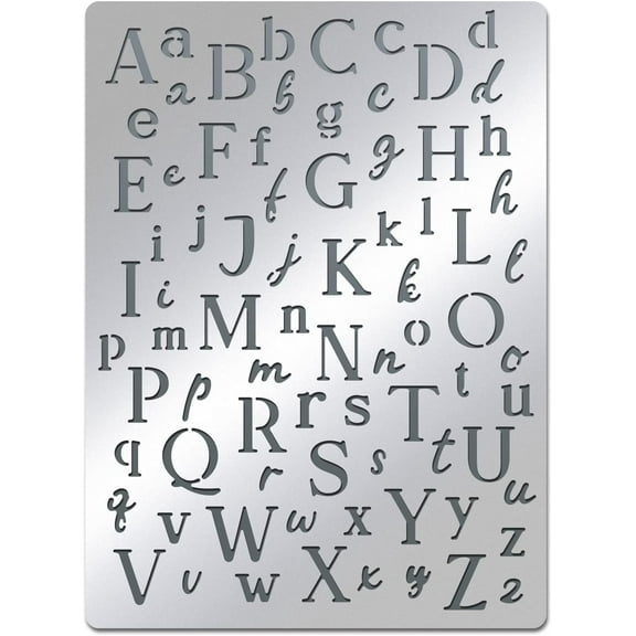 1pc Letters Stencils Irregular A to Z Alphabet Metal Stencil Uppercase Lower Letters Template for Painting Wood Burning Engraving Scrapbooking 7.5x5.5 inch