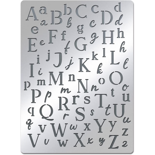Plantillas de letras irregulares de la A a la Z, plantilla de metal, letras mayúsculas y minúsculas