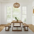 thumbnail image 2 of Plank+Beam Solid Wood Farmhouse Dining Table Set with 2 Benches for 6, Pecan Wirebrush, 2 of 8