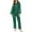 Green, variant on Women's Pajamas Set - Satin Sleepwear, V-Neck Long Sleeve Shirt & Pants, Solid Color, Loose Fit for All Seasons