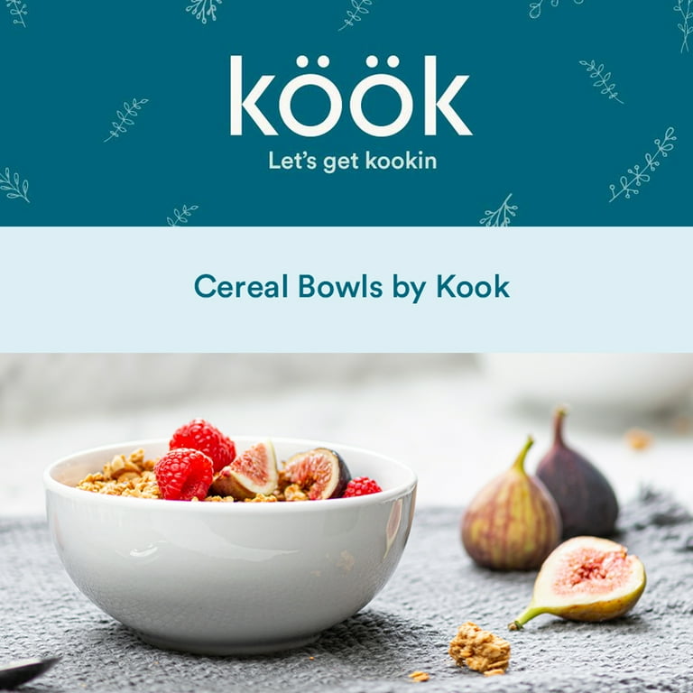 Kook 6-Pc Large Ceramic Cereal Soup Rice Bowl Set, 24 Oz