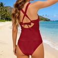 thumbnail image 5 of Tankini Swimsuits for Women 2 Piece V Neck Backless Tankini Top High Waisted Swim Bottom Bathing Suit Swimwear, 5 of 9