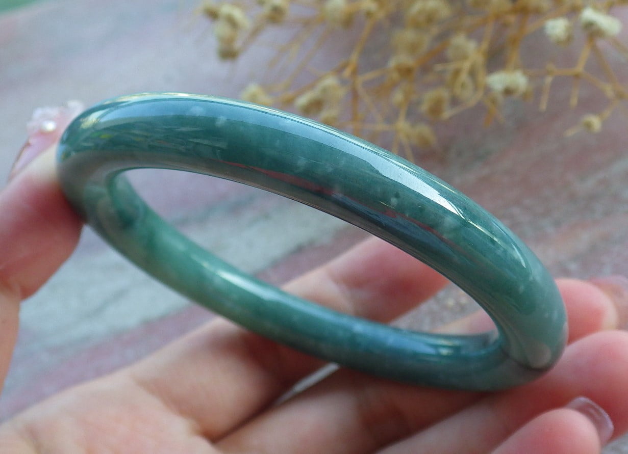 Icy Green Natural A JADE Jadeite Circle Bangle Bracelet 55 mm 681423 TN