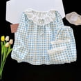 thumbnail image 6 of CYRBOKO Loungewear Sets for Girls, Cotton 2 Pieces Elastic Waist Long Sleeve Sleepwear Sets Blue Size 10-11 T, 6 of 7