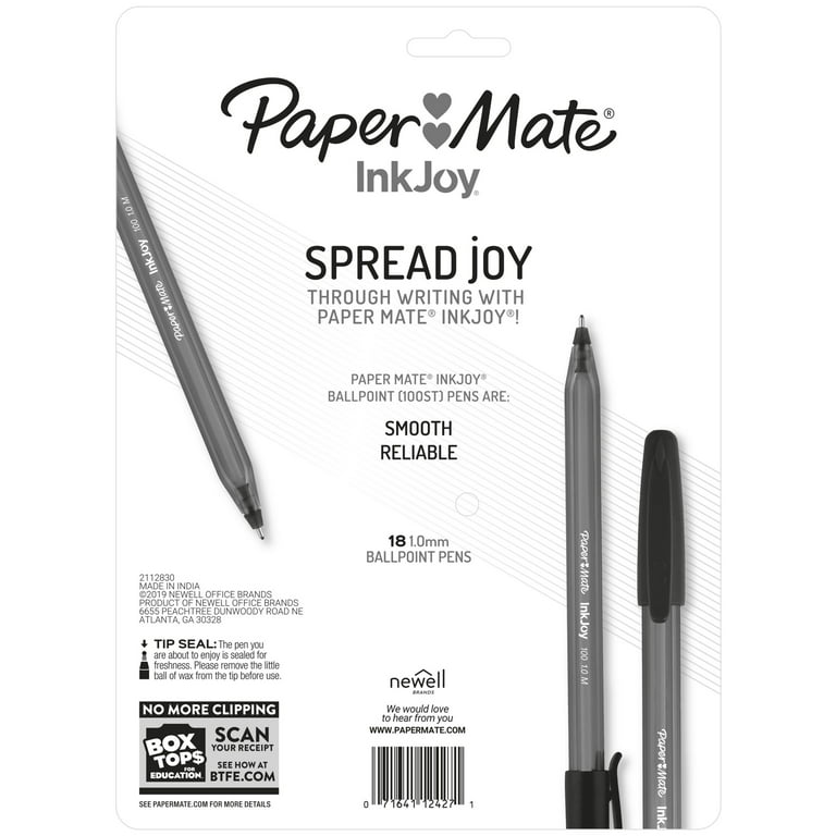 Paper Mate InkJoy 100ST Ballpoint Pens, Medium Point (1.0mm), Black, 8  Count 