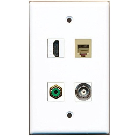 RiteAV - 1 Port HDMI 1 Port RCA Green 1 Port Phone RJ11 RJ12 Beige 1 Port BNC Wall Plate