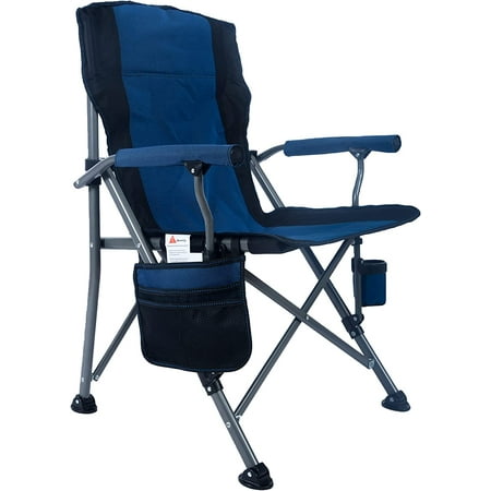 Folding Camping Chair for Adults Heavy Duty 330 LBS Capacity Outdoor Camp Chair Thicken 600D Oxford Mesh Back Quad with Arm Rest Cup Holder and Portable Carrying Bag(Light Grey)