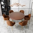 thumbnail image 4 of HOMEIORA 1pc Indoor & Outdoor Tablecloth-Round Tablecloth, Waterproof Polyester Tablecloth, Dining Table Cover with Elastic Edge, 35", Brown, 4 of 7